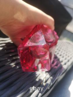 Murano Sommerso Faceted Glass Posey Vase Pink Made In Italy