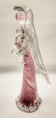 Murano Style Art Glass MADONNA & CHILD Pink Cased Swirl 10 Seguso Style HEAVY