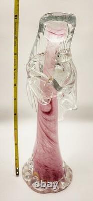 Murano Style Art Glass MADONNA & CHILD Pink Cased Swirl 10 Seguso Style HEAVY