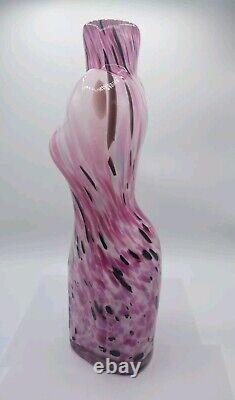 Murano Style Handblown Art Glass Female Torso Vase Figurine Pink Bust 13