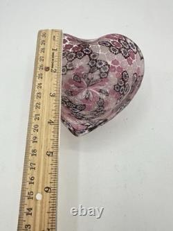 Murano Style Millefiori Heart Bowl Pink Murrine Art Glass Dish 4.5