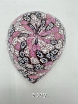 Murano Style Millefiori Heart Bowl Pink Murrine Art Glass Dish 4.5