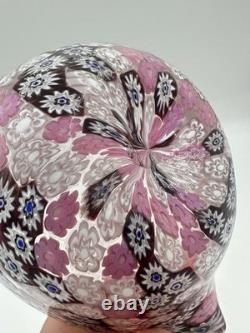Murano Style Millefiori Heart Bowl Pink Murrine Art Glass Dish 4.5