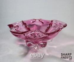 Murano Style Pink Art Glass Centerpiece Bowl UV Reactive 13.5 Inch