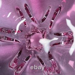 Murano Style Pink Art Glass Centerpiece Bowl UV Reactive 13.5 Inch