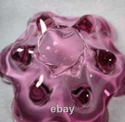 Murano Style Pink Art Glass Centerpiece Bowl UV Reactive 13.5 Inch