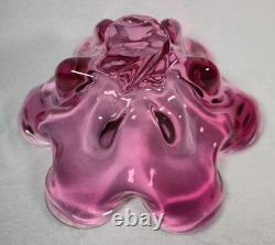 Murano Style Pink Art Glass Centerpiece Bowl UV Reactive 13.5 Inch