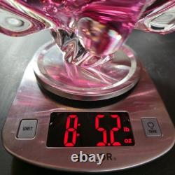 Murano Style Pink Art Glass Centerpiece Bowl UV Reactive 13.5 Inch