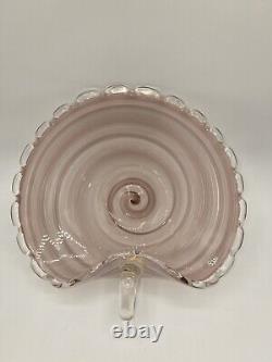 Murano Swirl Agate Pink Art Glass Bowl Gold Flake Handle