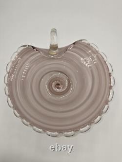 Murano Swirl Agate Pink Art Glass Bowl Gold Flake Handle