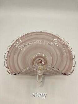 Murano Swirl Agate Pink Art Glass Bowl Gold Flake Handle