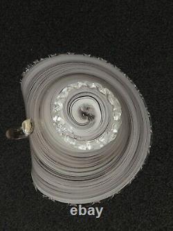 Murano Swirl Agate Pink Art Glass Bowl Gold Flake Handle