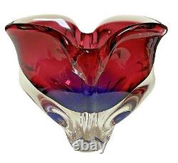 Murano Vase 6.5 Flavio Poli Seguso Pink Purple Sommerso Art Glass Whale Tail