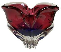 Murano Vase 6.5 Flavio Poli Seguso Pink Purple Sommerso Art Glass Whale Tail