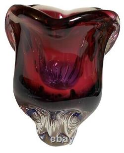 Murano Vase 6.5 Flavio Poli Seguso Pink Purple Sommerso Art Glass Whale Tail