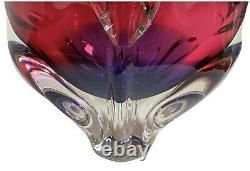 Murano Vase 6.5 Flavio Poli Seguso Pink Purple Sommerso Art Glass Whale Tail