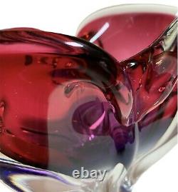 Murano Vase 6.5 Flavio Poli Seguso Pink Purple Sommerso Art Glass Whale Tail