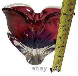 Murano Vase 6.5 Flavio Poli Seguso Pink Purple Sommerso Art Glass Whale Tail