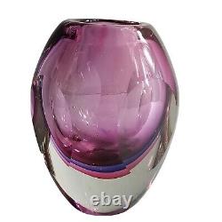 Murano Vase Purple Blue Pink Sommerso Art Glass Faceted 5.5 Tall 3.5lbs