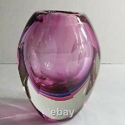 Murano Vase Purple Blue Pink Sommerso Art Glass Faceted 5.5 Tall 3.5lbs