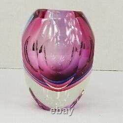 Murano Vase Purple Blue Pink Sommerso Art Glass Faceted 5.5 Tall 3.5lbs