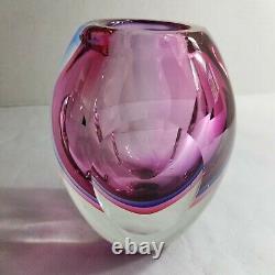 Murano Vase Purple Blue Pink Sommerso Art Glass Faceted 5.5 Tall 3.5lbs