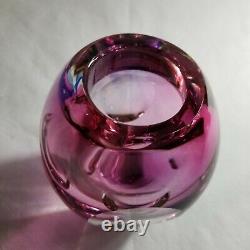 Murano Vase Purple Blue Pink Sommerso Art Glass Faceted 5.5 Tall 3.5lbs