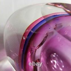 Murano Vase Purple Blue Pink Sommerso Art Glass Faceted 5.5 Tall 3.5lbs