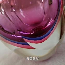 Murano Vase Purple Blue Pink Sommerso Art Glass Faceted 5.5 Tall 3.5lbs