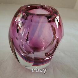 Murano Vase Purple Blue Pink Sommerso Art Glass Faceted 5.5 Tall 3.5lbs