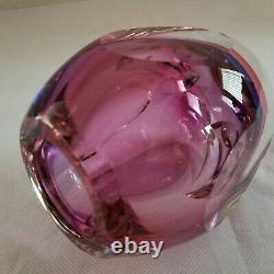 Murano Vase Purple Blue Pink Sommerso Art Glass Faceted 5.5 Tall 3.5lbs