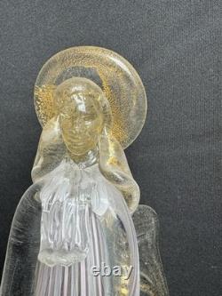 Murano Venetian Art Glass Angel Figurine Pink Latticino Filigrana 24k Gold Leaf