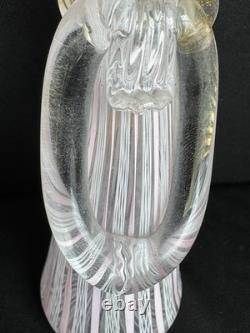 Murano Venetian Art Glass Angel Figurine Pink Latticino Filigrana 24k Gold Leaf