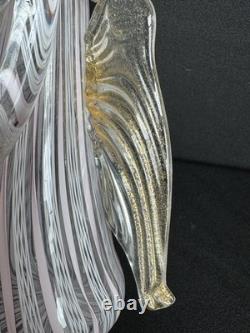 Murano Venetian Art Glass Angel Figurine Pink Latticino Filigrana 24k Gold Leaf