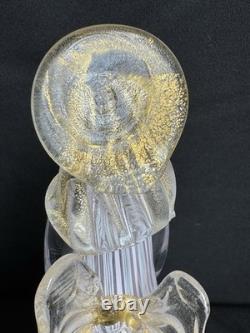 Murano Venetian Art Glass Angel Figurine Pink Latticino Filigrana 24k Gold Leaf