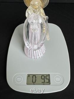 Murano Venetian Art Glass Angel Figurine Pink Latticino Filigrana 24k Gold Leaf