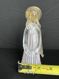 Murano Venetian Art Glass Angel Figurine Pink Latticino Filigrana 24k Gold Leaf
