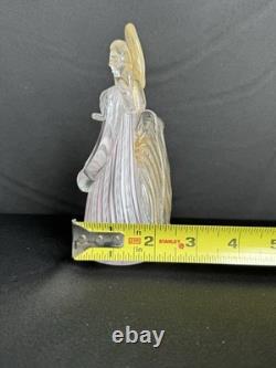 Murano Venetian Art Glass Angel Figurine Pink Latticino Filigrana 24k Gold Leaf