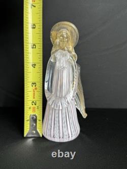Murano Venetian Art Glass Angel Figurine Pink Latticino Filigrana 24k Gold Leaf
