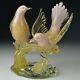 Murano Venetian Art Glass Bird Sculpture Pink Gold Fleck Two Birds