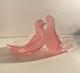 Murano Venetian Pink Glass Alabastro Opaline Pair Of Doves Sculpture Figurine
