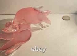 Murano Venetian Pink Glass Alabastro Opaline Pair Of Doves Sculpture Figurine