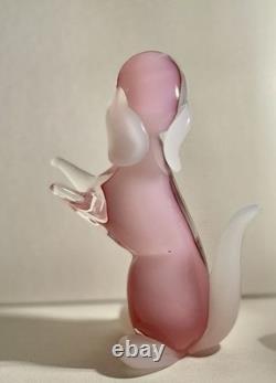 Murano Venetian Vintage Seguso Pink Opaline Alabastro Dog Sculpture / Figure