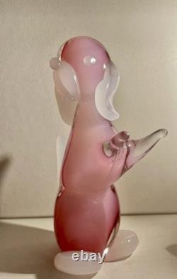 Murano Venetian Vintage Seguso Pink Opaline Alabastro Dog Sculpture / Figure