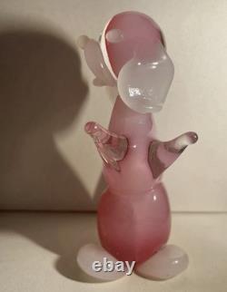 Murano Venetian Vintage Seguso Pink Opaline Alabastro Dog Sculpture / Figure