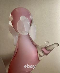 Murano Venetian Vintage Seguso Pink Opaline Alabastro Dog Sculpture / Figure