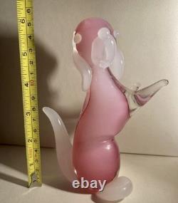 Murano Venetian Vintage Seguso Pink Opaline Alabastro Dog Sculpture / Figure