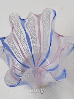 Murano fazzoletto handkerchief vase small blue and white pink glass Sticker