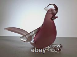 Murano glass bird pink art glass from Italy, labeled (11 cm)