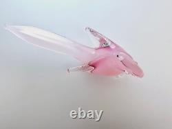 Murano glass bird pink art glass from Italy, labeled (11 cm)